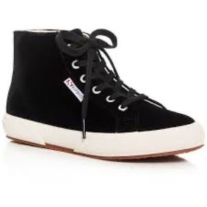 Superga Velvet Hightop Sneakers, Black